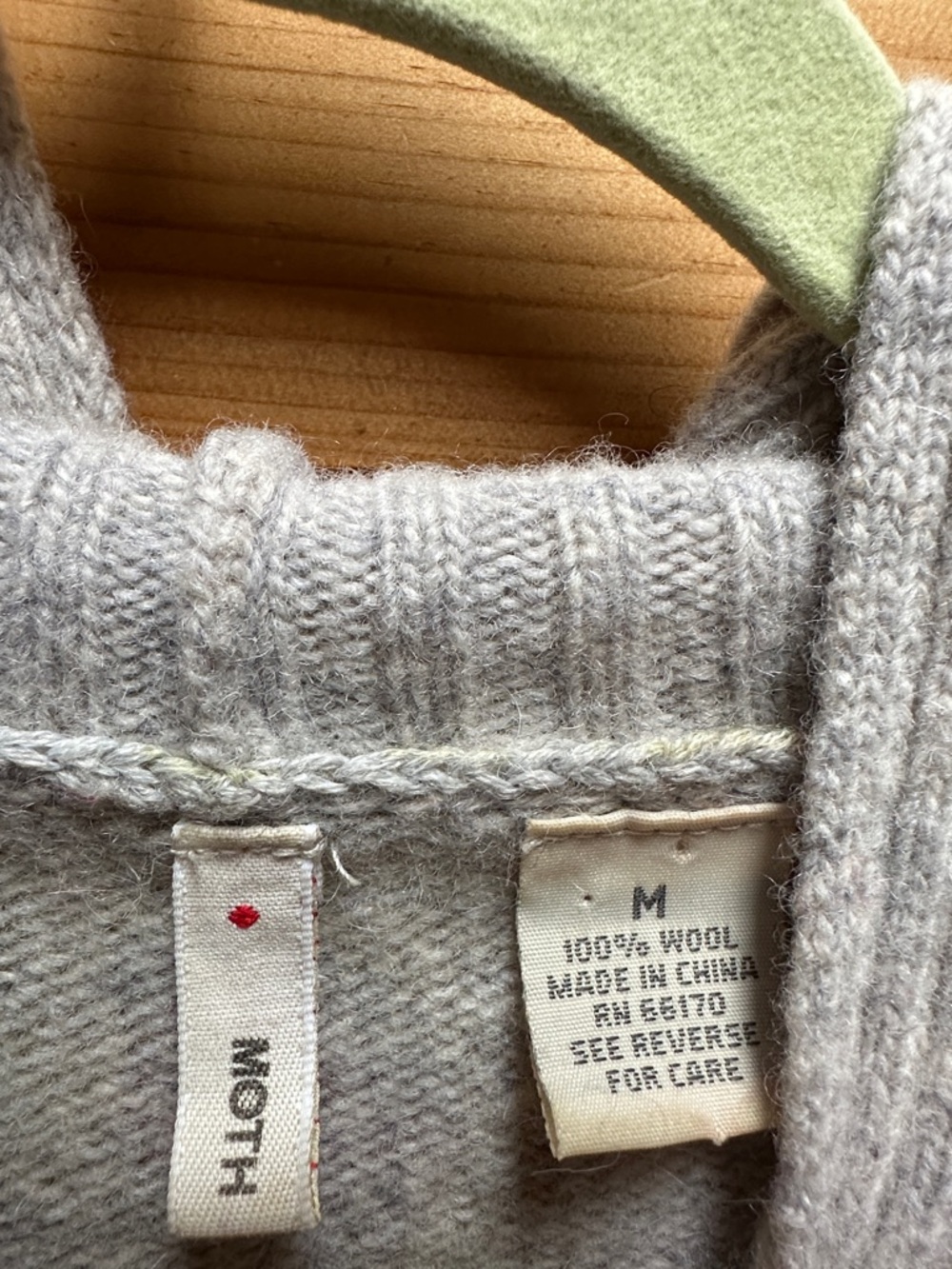 Anthropologie MOTH 100% wool floral hooded sweater zipper Medium M - Picture 5 of 8